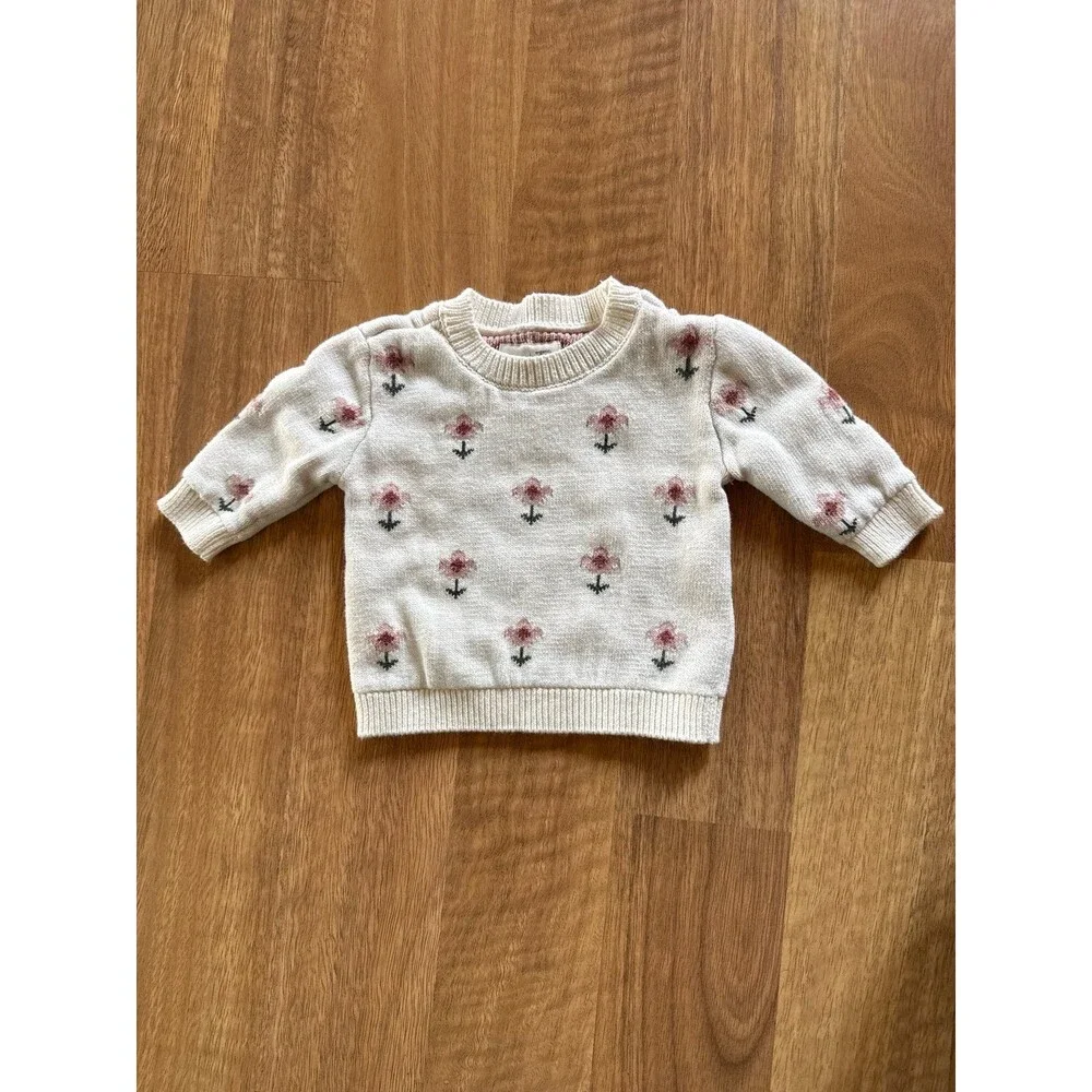 CARTERS little planet organic Baby Girls Floral Knit Sweater Long Sleeve